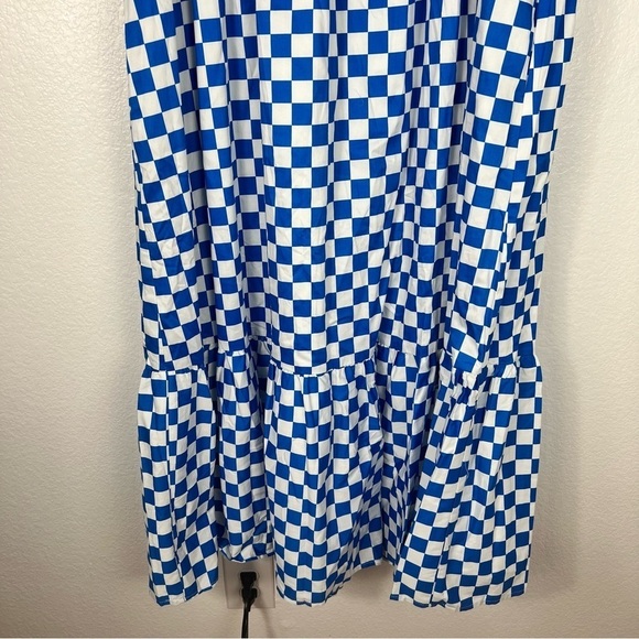 En Saison Check Print Tiered Cotton Midi Dress size M - Picture 5 of 9